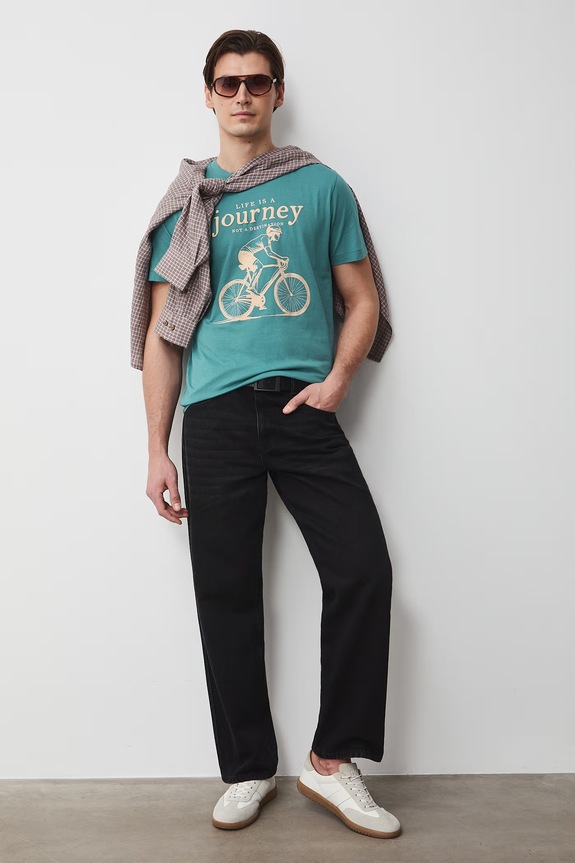 T-shirt męski bawełniany turkusowy RS26-TSM510