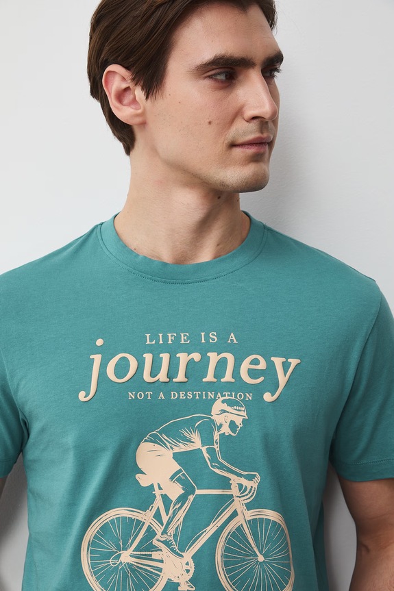 T-shirt męski bawełniany turkusowy RS26-TSM510