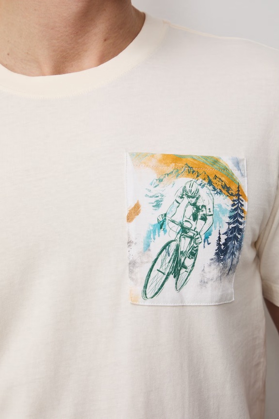 T-shirt męski bawełniany RS26-TSM513 beżowy