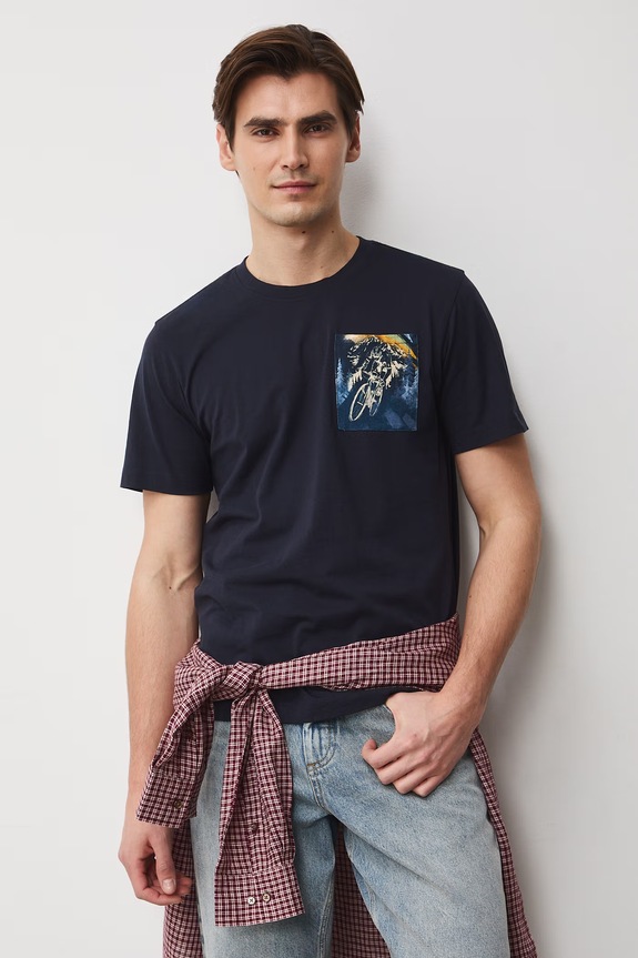 T-shirt męski bawełniany granatowy RS26-TSM513