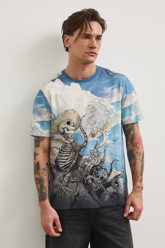 T-shirt męski bawełniany z elastanem multicolor RS26-TSM700