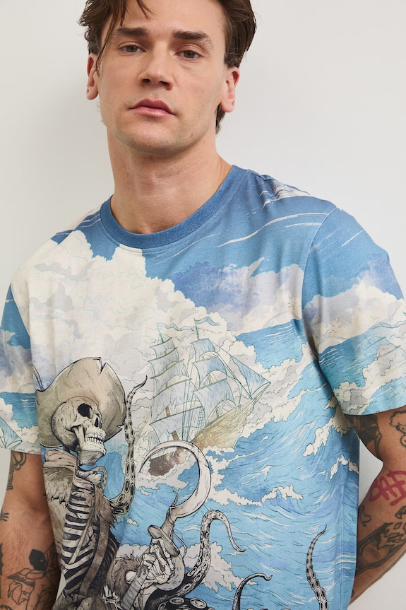 T-shirt męski bawełniany z elastanem multicolor RS26-TSM700