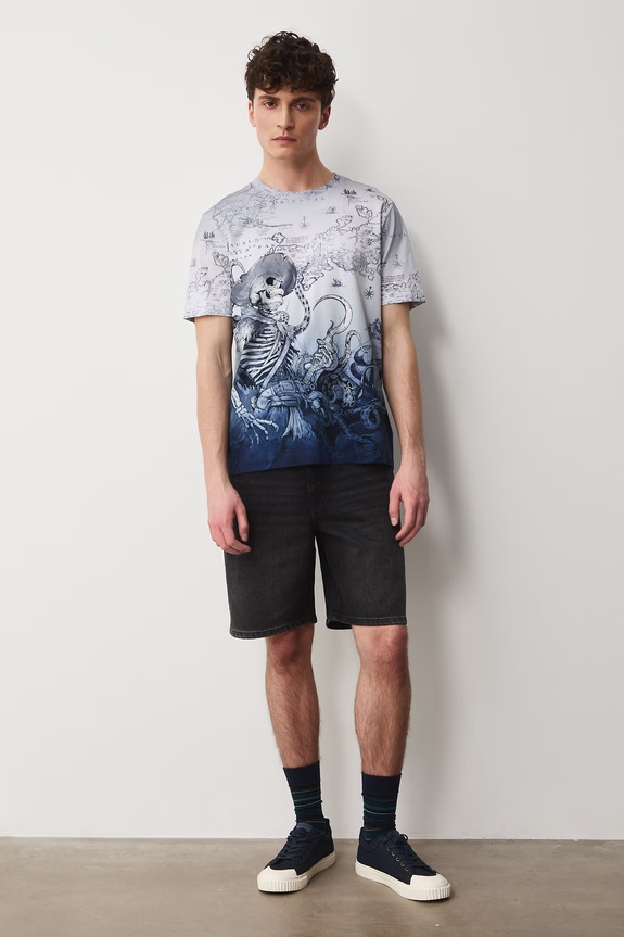 T-shirt męski bawełniany z elastanem multicolor RS26-TSM701