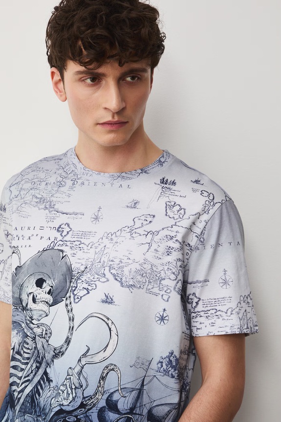 T-shirt męski bawełniany z elastanem multicolor RS26-TSM701