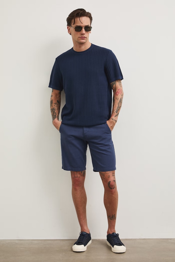 T-shirt swetrowy męski bawełniany RS26-TSM706 granatowy RS26