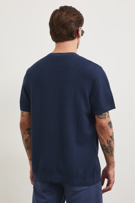 Odzież T-shirt swetrowy męski bawełniany RS26-TSM706 granatowy