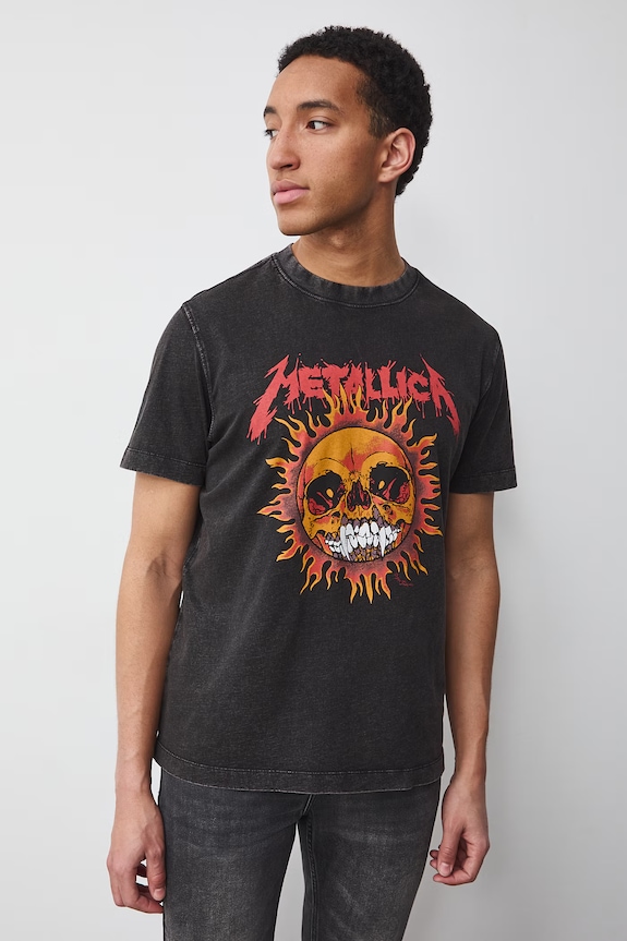 T-shirt męski bawełniany Metallica szary RS26-TSM770