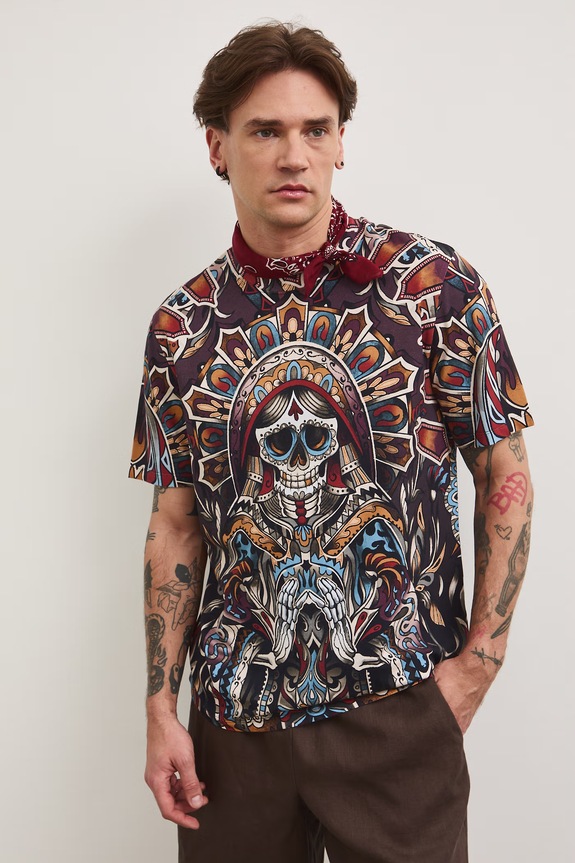 Medicine T-shirt męski bawełniany z elastanem fioletowy RS26-TSM801