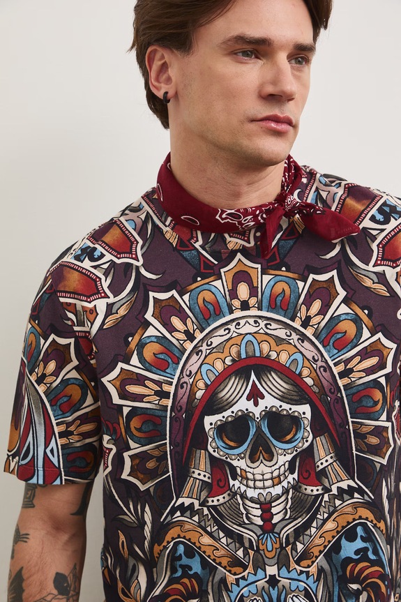 Medicine T-shirt męski bawełniany z elastanem fioletowy RS26-TSM801