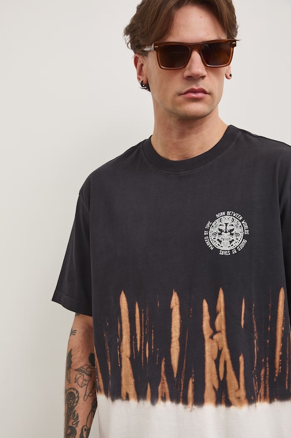 T-shirt męski bawełniany czarny RS26-TSM804