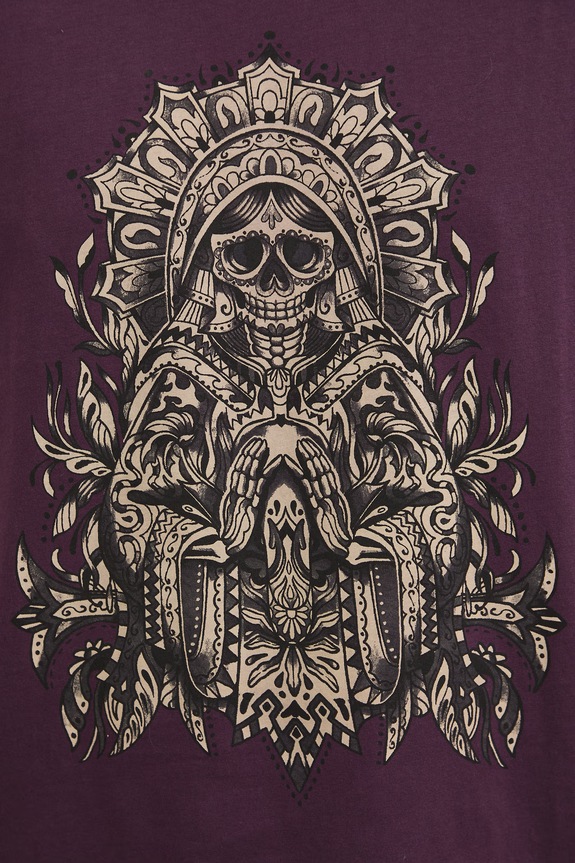 T-shirt bawełniany z nadrukiem RS26-TSM805 fioletowy