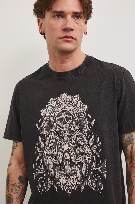 Odzież T-shirt bawełniany z nadrukiem RS26-TSM805 szary