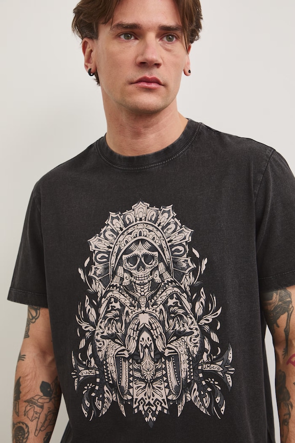 Odzież T-shirt bawełniany z nadrukiem RS26-TSM805 szary