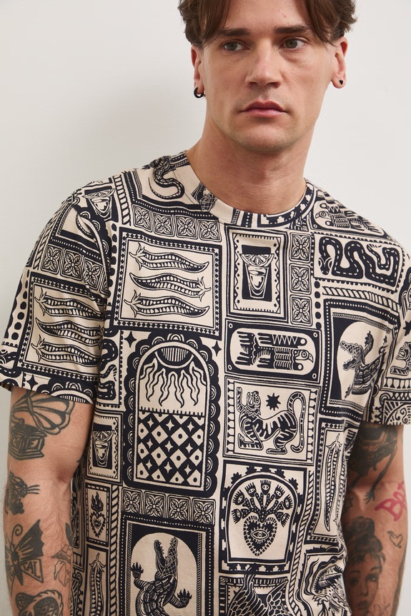 Medicine t-shirt męski bawełniany z elastanem beżowy RS26-TSM807