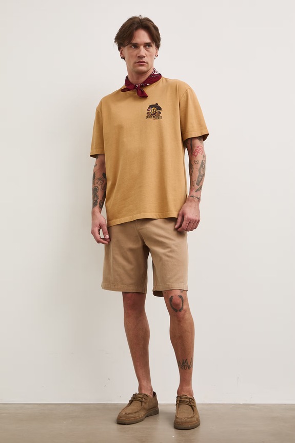 T-shirt męski bawełniany z nadrukiem RS26-TSM808 żółty RS26