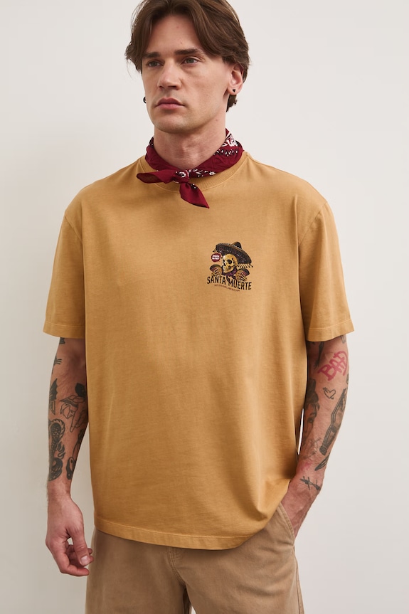Odzież T-shirt męski bawełniany z nadrukiem RS26-TSM808 żółty