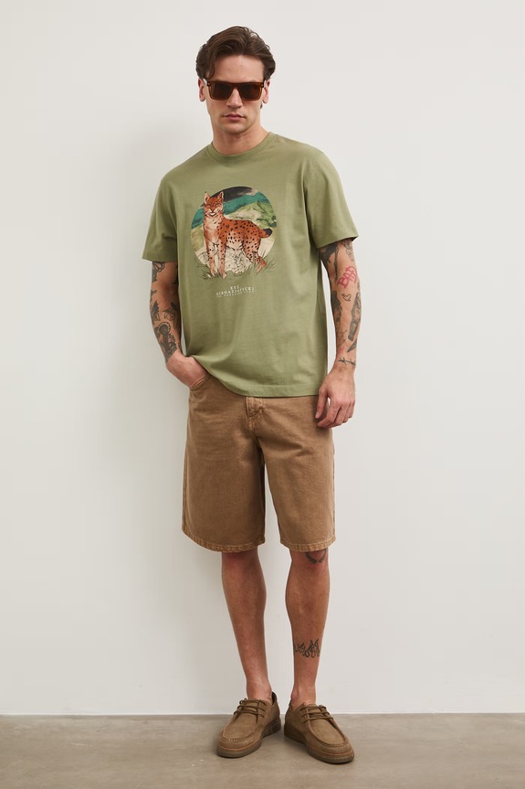 Odzież T-shirt męski bawełniany z kolekcji Bieszczadzki Park Narodowy x Medicine RS26-TSM850 zielony