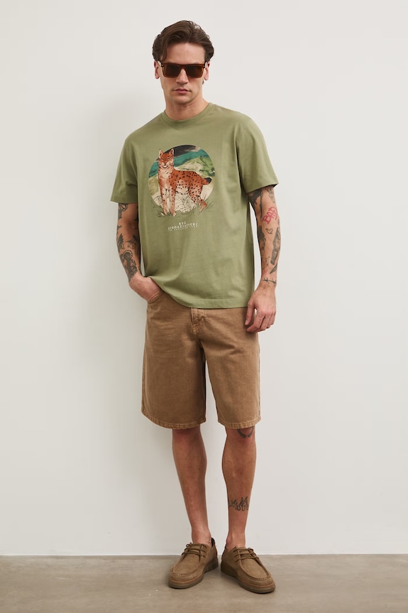 Odzież T-shirt męski bawełniany z kolekcji Bieszczadzki Park Narodowy x Medicine RS26-TSM850 zielony
