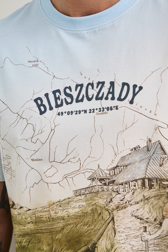 T-shirt męski bawełniany z elastanem z kolekcji Bieszczadzki Park Narodowy x Medicine RS26-TSM854