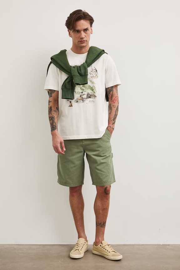 Odzież T-shirt męski bawełniany z kolekcji Bieszczadzki Park Narodowy x Medicine RS26-TSM856 beżowy