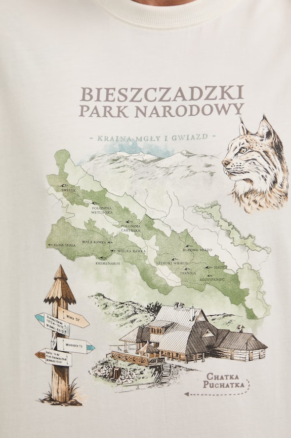 T-shirt męski bawełniany z kolekcji Bieszczadzki Park Narodowy x Medicine RS26-TSM856