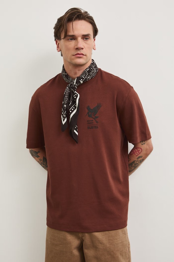 T-shirt męski bawełniany z kolekcji Bieszczadzki Park Narodowy x Medicine RS26-TSM857 brązowy RS26