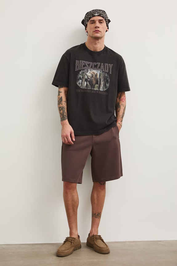 Odzież T-shirt męski bawełniany z kolekcji Bieszczadzki Park Narodowy x Medicine RS26-TSM858 czarny