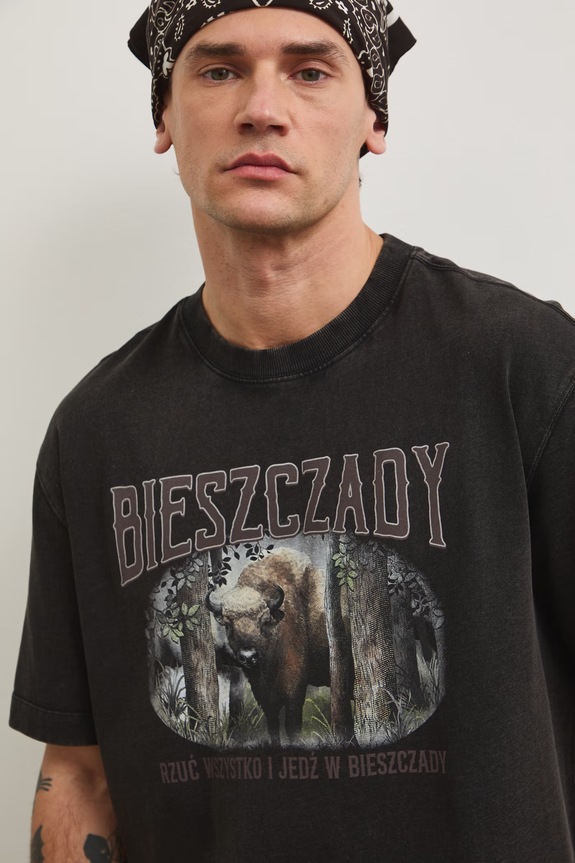 T-shirt męski bawełniany z kolekcji Bieszczadzki Park Narodowy x Medicine RS26-TSM858 czarny