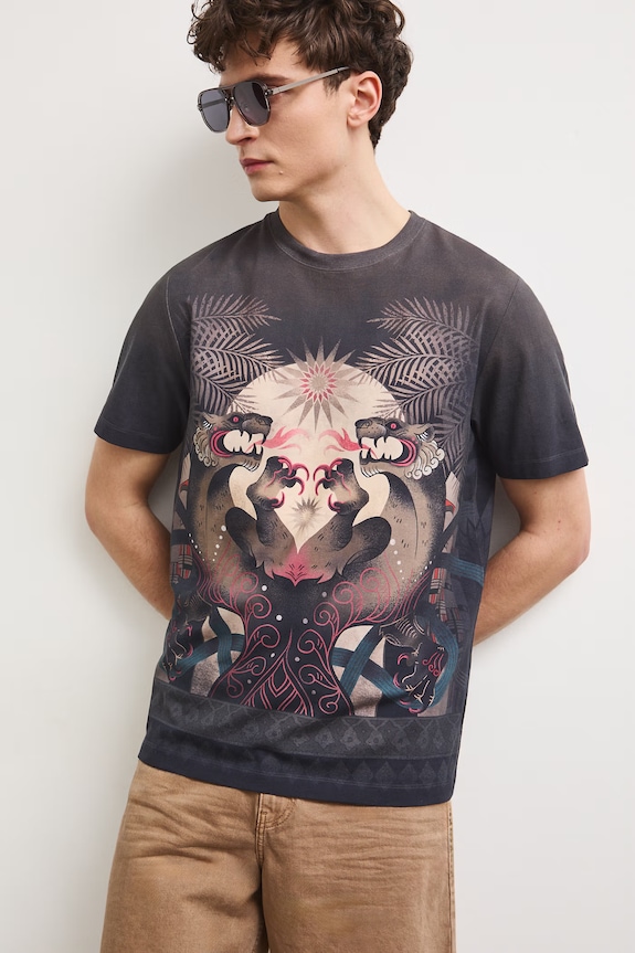 Medicine T-shirt męski bawełniany z elastanem brązowy RS26-TSM900