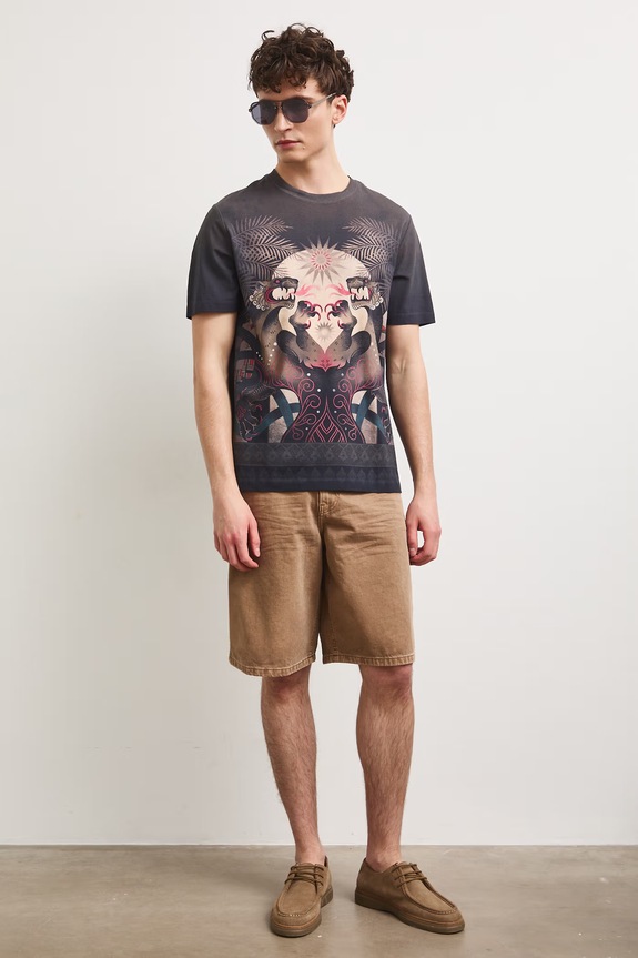 T-shirt męski bawełniany z elastanem RS26-TSM900 brązowy RS26