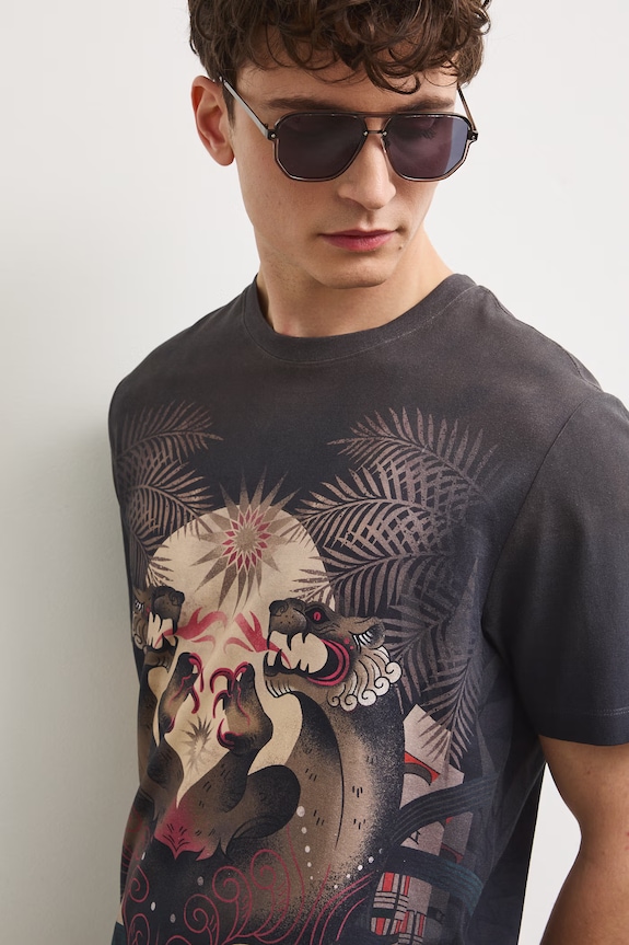 Medicine T-shirt męski bawełniany z elastanem brązowy RS26-TSM900