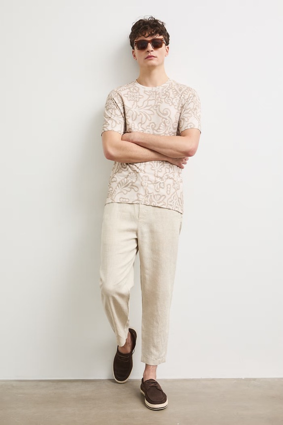 Tričko pánské bavlněné s elastanem béžová RS26-TSM902