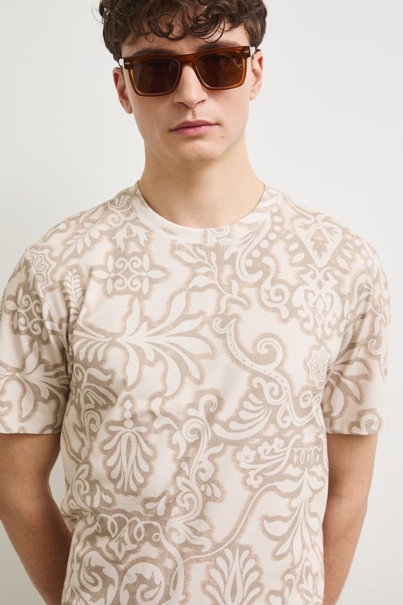 Tričko pánské bavlněné s elastanem béžová RS26-TSM902