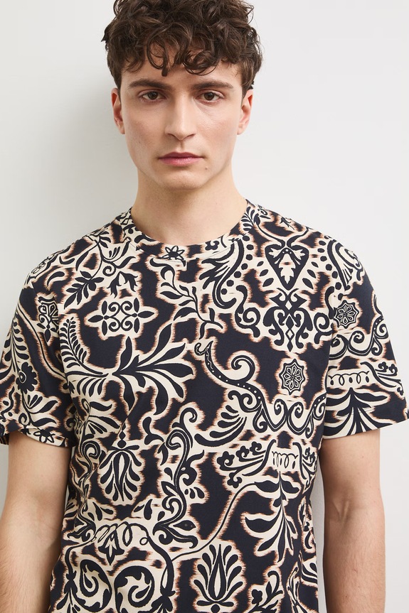 Medicine T-shirt męski bawełniany z elastanem brązowy RS26-TSM902