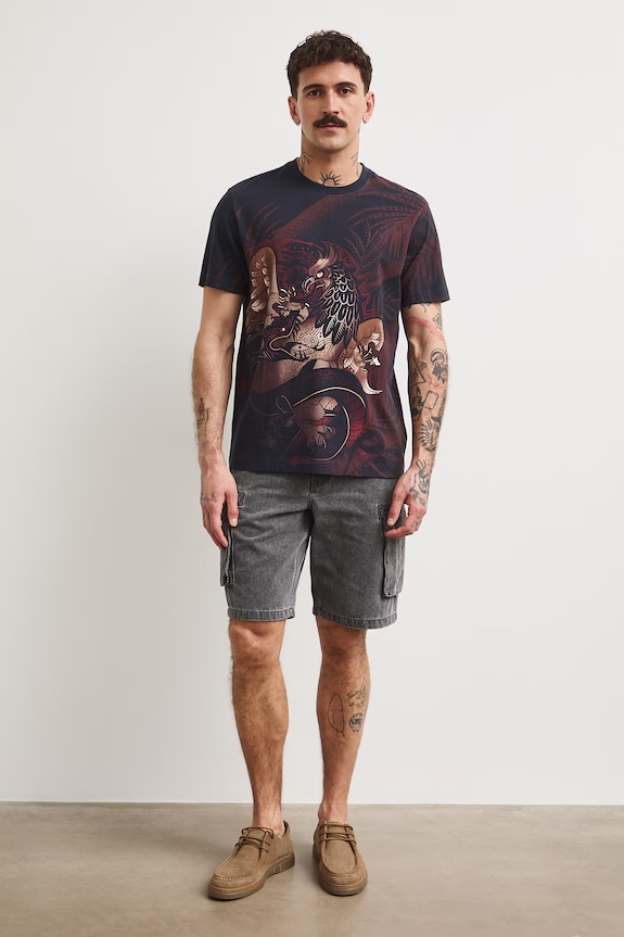 T-shirt męski bawełniany z elastanem RS26-TSM903 brązowy RS26