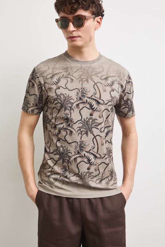 Medicine T-shirt męski bawełniany z elastanem beżowy RS26-TSM904