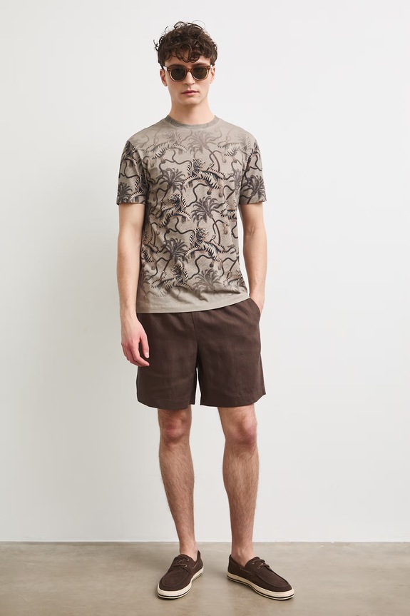 T-shirt męski bawełniany z elastanem RS26-TSM904 beżowy RS26