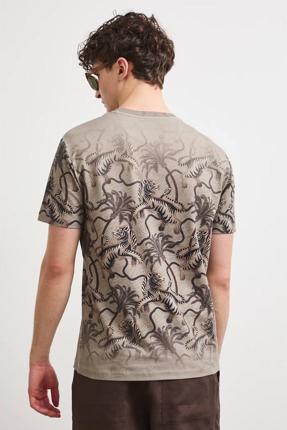 Odzież T-shirt męski bawełniany z elastanem RS26-TSM904 beżowy