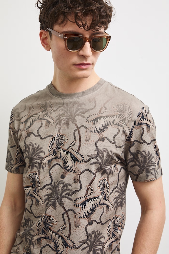 Medicine T-shirt męski bawełniany z elastanem beżowy RS26-TSM904