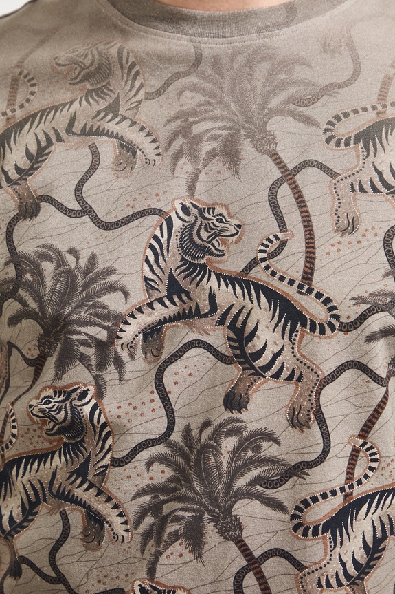 T-shirt męski bawełniany z elastanem RS26-TSM904 beżowy