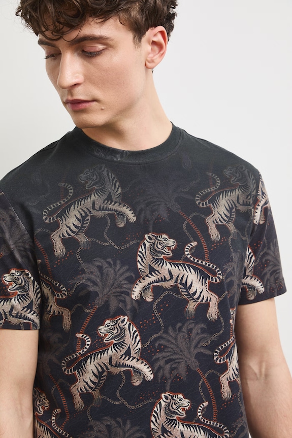 T-shirt męski bawełniany z elastanem brązowy RS26-TSM904