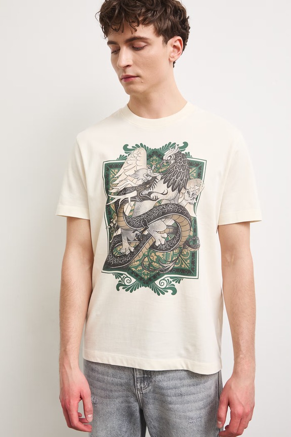 tričko pánske bavlnené s potlačou RS26-TSM910 béžová RS26