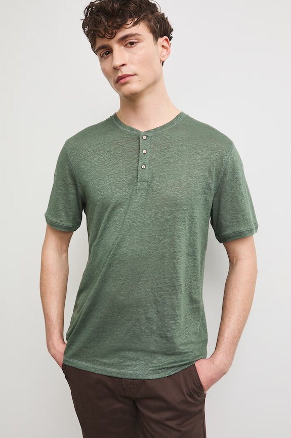 Polo pánské lněné hladké zelená RS26-TSM911