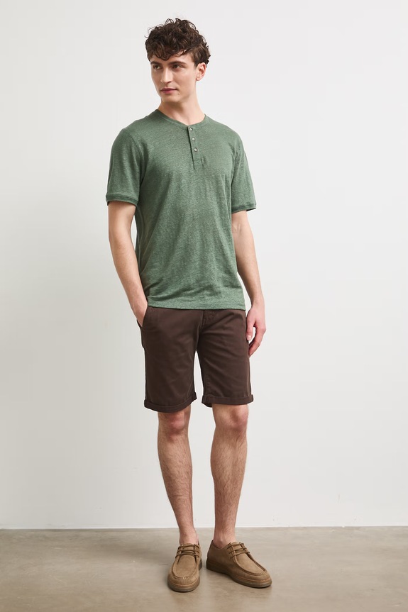 Polo pánské lněné hladké RS26-TSM911 zelená RS26