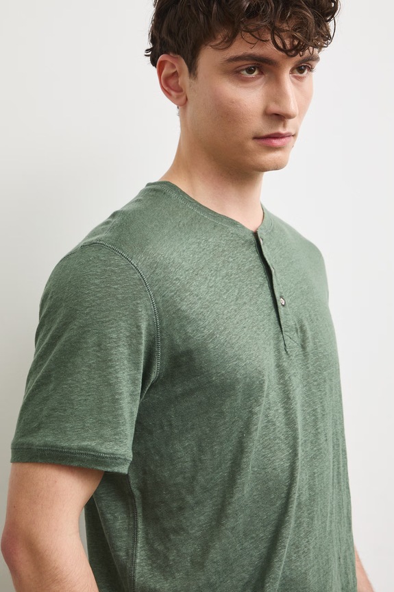 Polo pánské lněné hladké zelená RS26-TSM911