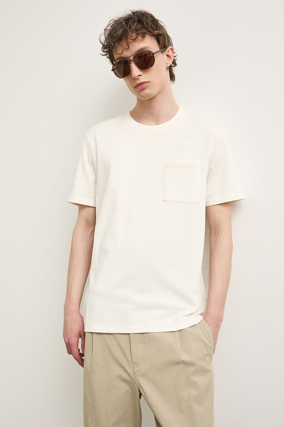 T-shirt męski bawełniany beżowy RS26-TSMA02