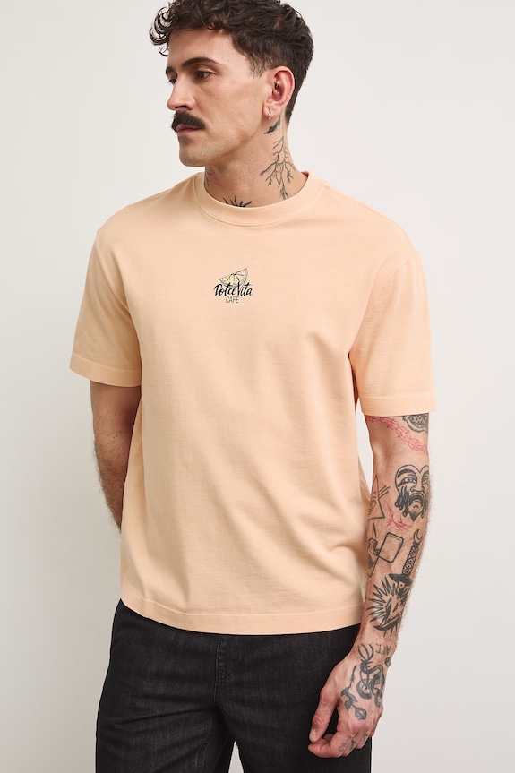 Odzież T-shirt męski bawełniany z nadrukiem RS26-TSMA15 pomarańczowy