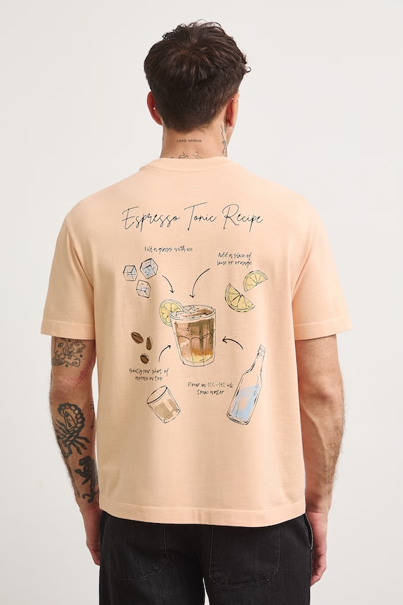 T-shirt męski bawełniany z nadrukiem pomarańczowy RS26-TSMA15