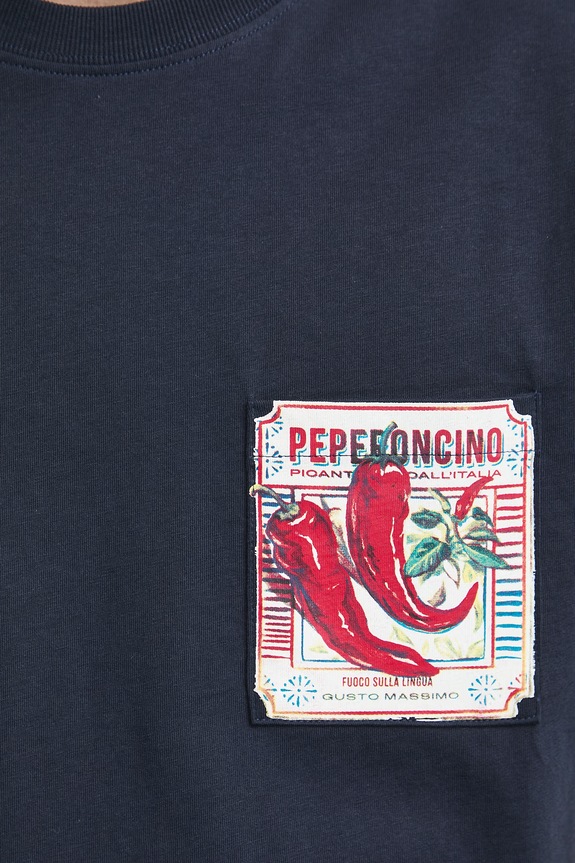 T-shirt męski bawełniany z nadrukiem RS26-TSMA17 granatowy