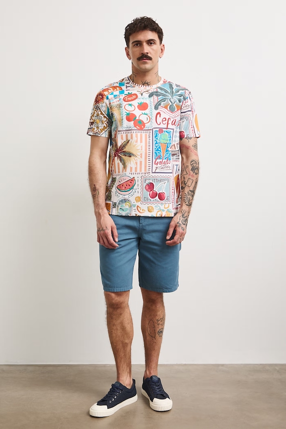 Medicine T-shirt męski bawełniany z elastanem RS26-TSMA20 beżowy RS26